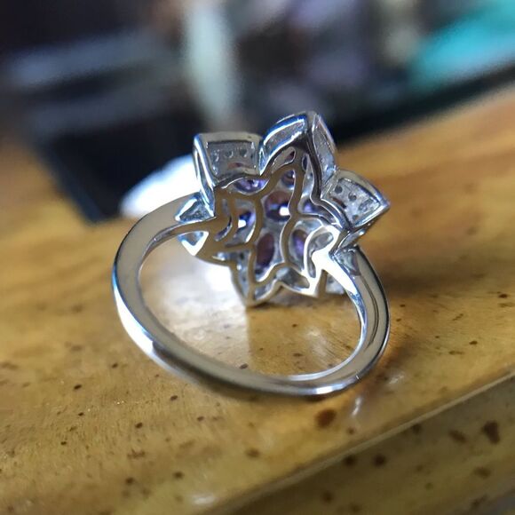 Natural Amethyst Sterling Silver Ring Size 5 - Picture 5 of 10